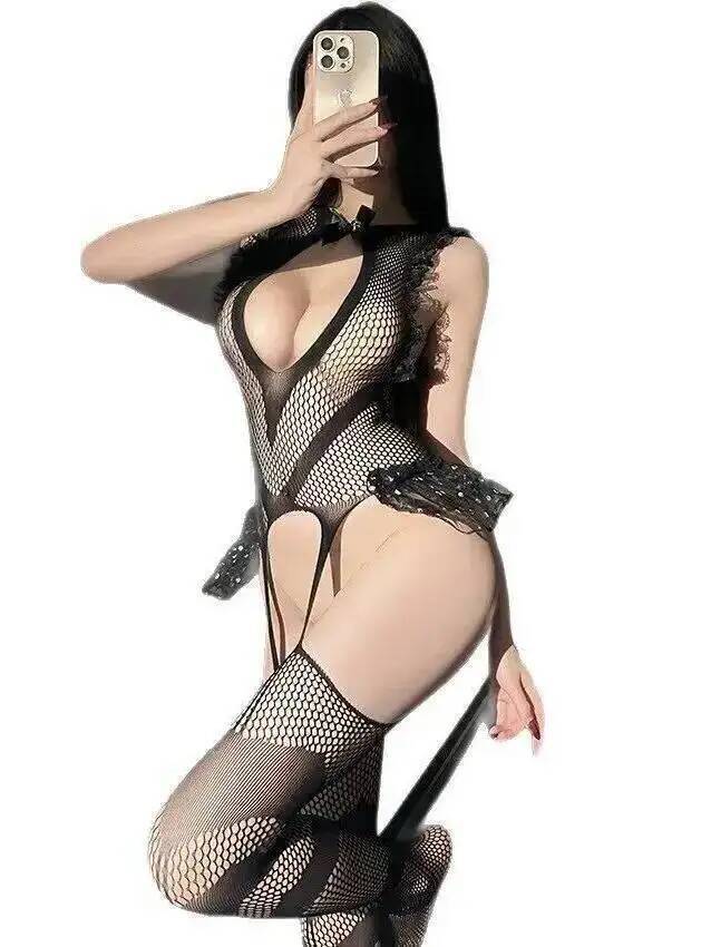섹시한 레이스 트림 피싱넷 바디스타킹, 등이 드러나는  - Bodystocking Fishnet 리뷰 및 가격